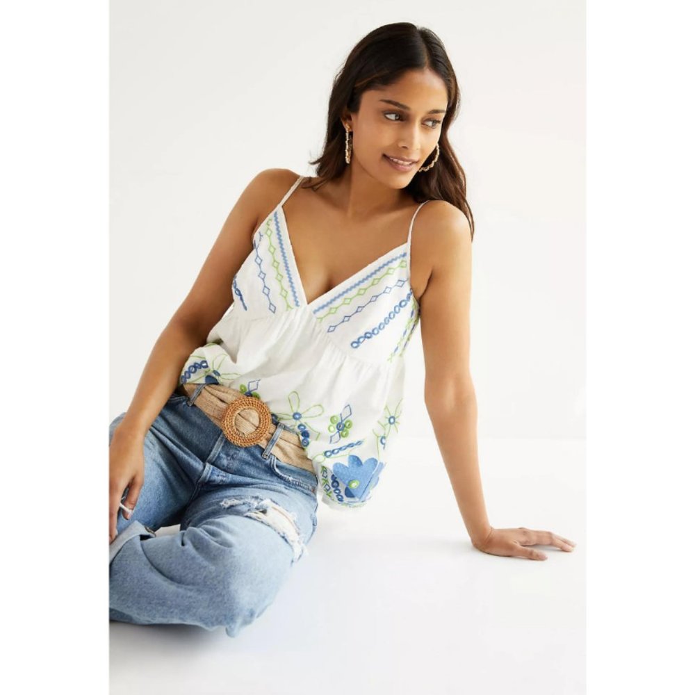Forever That Girl NWT Women's White Cotton JORDAN Eyelet Tank Top, Size 8
